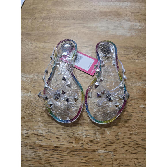 Vince Camuto Clear Jelly Sandals with Studded Detailing - Picture 1 of 4